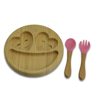 100% écologique biodégradable <span class=keywords><strong>bambou</strong></span> bébé sevrage alimentation crabe forme plaque forte aspiration enfants assiettes en bois - Product Image 2