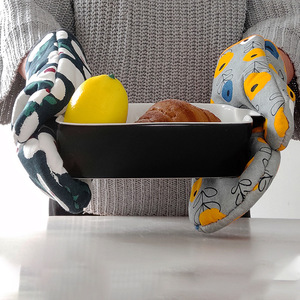 Gants de <span class=keywords><strong>cuisine</strong></span> Offre Spéciale coton et lin, ensemble de tapis résistants à la <span class=keywords><strong>chaleur</strong></span>, gants de micro-ondes - Product Image 5