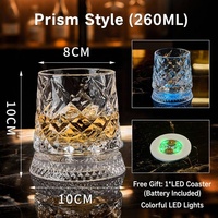 Verre à whisky rotatif à 360 degrés avec base lumineuse LED colorée pour KTV, bar, décoration intérieure – Article incassable pour boire