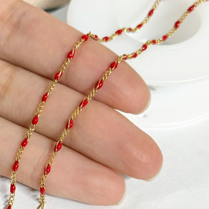 Gp us 14 קראט מלא זהב פיגרו 3 + 1 שרשראות אמייל שרשרת תכשיטים קבועים - Product Image 6