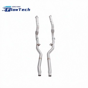Ensemble de tuyaux d'échappement FlowTech de haute qualité en acier inoxydable T304 pour Audi A6 C6 3.0T avec bouclier thermique, échappement performant - Product Image 1