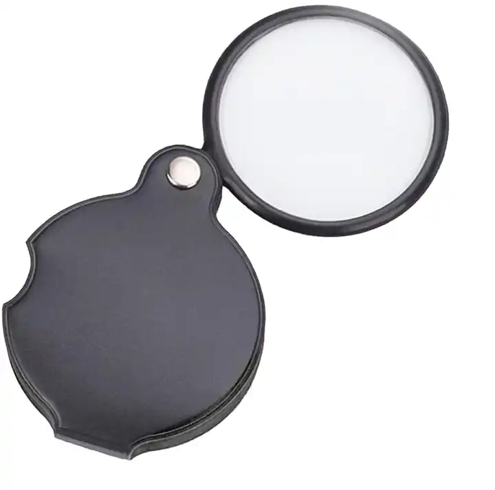 pocket magnifying glass, folding magnifier loupe