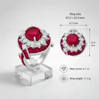 Perhiasan Mewah MuShan Cincin Perak Sterling 925 Batu Permata Ruby Merah Darah Merpati Buatan Laboratorium Cincin Wanita Perhiasan Perak s925