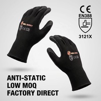 Guantes de Trabajo de Nailon Calibre 13 con Recubrimiento de PU, Guantes de Protección Laboral Antiestáticos, Recubiertos de PU, Antideslizantes, para Jardinería