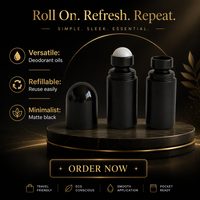 Flacon roll-on en PP de 60 ml avec bouchon dôme et bille roulante, emballage cosmétique noir opaque pour huiles essentielles et déodorants