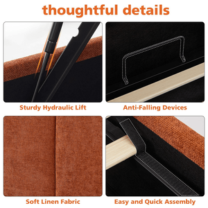 <span class=keywords><strong>Cadre</strong></span> de lit rembourré avec barre de levage, grand espace de rangement, 160 x 200 cm, <span class=keywords><strong>cadre</strong></span> de lit en velours, support en <span class=keywords><strong>lattes</strong></span> de bois - Product Image 5