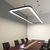 Lumière linéaire de bureau intérieure, moderne, ronde, sans soudure, lampe suspendue rectangulaire à LED