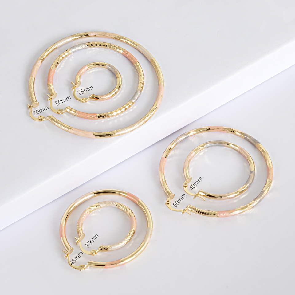 Circle Hoop Earring Brass Cm Yim Factory Direct Classic For Women Multi Size 14k Three-tone Gold Earring Round Big Hoop Earrings