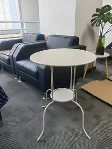 Table d'appoint moderne blanche à deux niveaux Table basse ronde en métal Style simple pour la maison Salon ou chambre Meubles KC-T0894 - Product Image 5