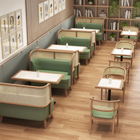Grüner Gepolsterter Esszimmerstuhl mit Kanalierter Sitzbank und Holztisch-Set Restaurant-Sitzbank- und Stuhl-Set für Moderne Gastronomie