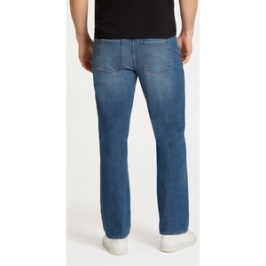 Jean en denim délavé coupe droite slim pour homme, taille mi-haute, en coton, style automne - Product Image 3