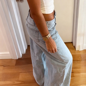 Jeans de Cintura Alta y Pierna Ancha, Lavado Azul Claro, Pantalones de Pierna Recta y Corte Holgado - Product Image 5