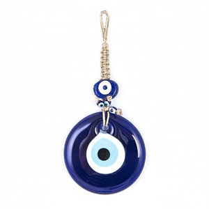 Adorno colgante de pared de mimbre con cuentas de ojo malvado, cristal de tejido, plástico, pequeño - Product Image 2