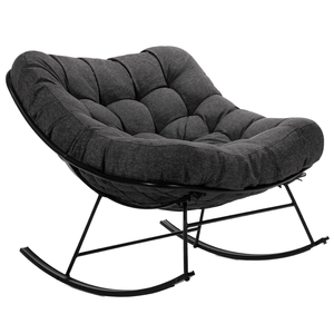 Fauteuil à bascule moderne en métal pour extérieur, style ferme, avec coussin épais de 7 pouces - Product Image 1