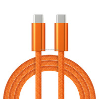 Câble de charge rapide USB-C vers USB-C 240W, cordon tressé en nylon orange avec coque métallique pour ordinateurs portables, téléphones et tablettes