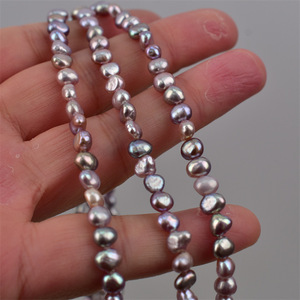 Perles semi-finies en vrac de Wenchi Chine, perles d'eau douce véritables baroques violettes éblouissantes à deux faces, 4-5 mm, en vrac - Product Image 3