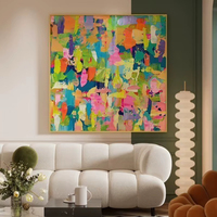 Impression Giclée Abstraite Maximaliste sur Toile Carrée avec Cadre en Alliage d'Aluminium – Décoration Murale pour Salon, Chambre, Entrée et Salle à Manger