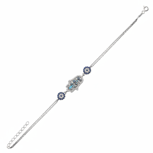 Oro blanco P. Pulsera de mano de Fátima, de Plata de Ley 925K, mal de ojo, BSBL086 - Product Image 2