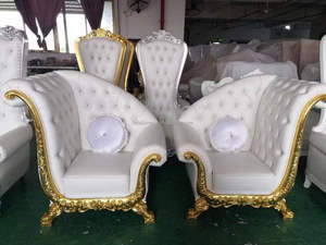 Fabrikpreis Komfortabler Antiker Luxus-Thron Hochzeitssofa für Braut und Bräutigam Weißer Thron-Sessel - Product Image 6