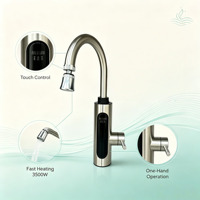 Robinet intelligent électrique vertical en acier inoxydable à chauffage instantané avec affichage LED, poignée latérale et commande manuelle 110V pour camping-car et usage domestique
