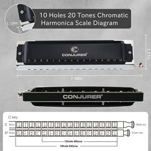 CONJURER <span class=keywords><strong>Harmonica</strong></span> Chromatique Professionnel 16 Trous de Haute Qualité pour Joueurs Avancés Orgue à Bouche en Acier Inoxydable - Product Image 4