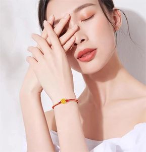 Xinfly Pure Real 24k Gold <b>Bracelet</b> Fine Jewelry <b>Red</b> Rope String Women Lotus Charm Pendant <b>Bracelets</b> - Product Image 4
