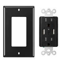 Prise murale intérieure certifiée ETL, double prise US avec deux ports USB, charge rapide, 15A 250V, prise PC