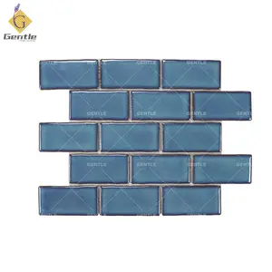 Produsen Foshan 50x100mm ubin mosaik keramik Strip mengkilap Brickbond untuk dinding Pancuran kamar mandi cipratan latar dapur