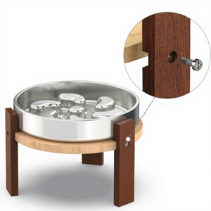 Supporto Moderno Rialzato per Ciotole per Cani in Legno Massello con Ciotola Lenta in Acciaio Inossidabile 304 per Cani di Taglia Media - Product Image 6