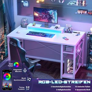 Bàn chơi game sang trọng với RGB LED chiếu sáng có thể điều chỉnh chiều cao Bàn máy tính cho văn phòng gia đình & phòng ngủ vật liệu thép - Product Image 4