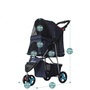 Poussette pliable de luxe pour animaux de compagnie avec sac de <span class=keywords><strong>voiture</strong></span> séparé Poussette pour <span class=keywords><strong>chien</strong></span> et chat en tissu Oxford plastique - Product Image 2