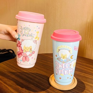 Vaso de Acero Inoxidable Zuo Mu con Tapa y Asa Antiderrames de 500 ml, Taza de Regalo para Café y Té, Primavera 2025 - Product Image 2
