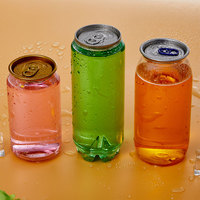 Vente en gros de canettes en plastique transparentes pour desserts, jus, thé au lait, boissons vides, canettes en PET avec couvercle en aluminium