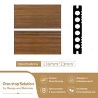 Plancher en composite WPC co-extrudé bois-plastique, résistant à l'humidité et à la décomposition, système de fixation par clipsage double, pour terrasse extérieure et jardin
