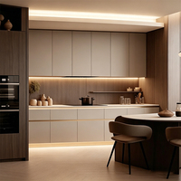 Gabinetes de Cocina Modernos de Lujo en Madera Sólida con Acabado en Madera Oscura, Diseño Personalizado para Proyectos de Casas y Villas