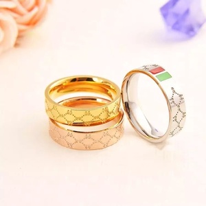 Bagues de Marque de Luxe pour Femme en Acier Inoxydable Plaqué Or 18k Rouge et Vert, Bijoux Tendance pour Homme - Product Image 5