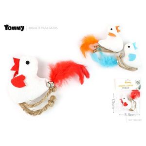 Juguete de lona para gatos Tommy de 7,5 cm con plumas y cascabel - Product Image 1