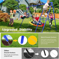 IUNNDS Ensemble de balançoires multifonctionnel pour enfants, pour jardin extérieur, avec paniers de basket, balançoire à sangle, balançoire arbre et échelle d'escalade
