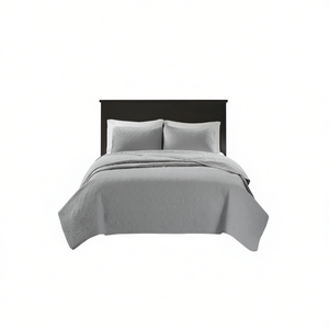 Ensemble de couette réversible gris pour lit Queen Size, motif uni, literie pour la maison toute saison - Product Image 1