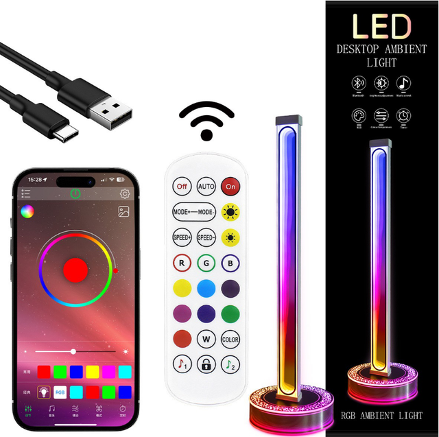New LED for RGB Desktop Ambient Light Featuring Remote Control Aluminum Construction for Home Gaming Setups Lighting