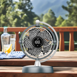 Ventilateur de table en plastique le plus vendu avec lumière LED, batterie rechargeable, faible bruit - Refroidisseur d'air USB 3 vitesses pour extérieur, voiture, hôtel - Product Image 1