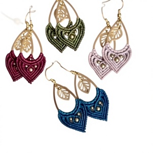 Pendientes de Plata con Hojas de Macramé, Diseño Boho Vintage, Chapados en Rodio, Certificados por IGI, Joyería para Mujer, Aniversario, Compromiso - Product Image 1