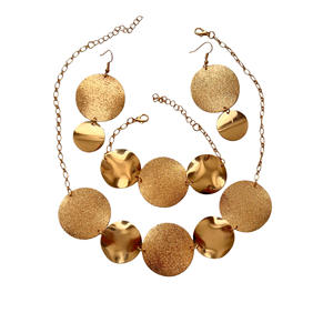 Conjunto de Joyería de Moda Tiyo, Chapado en Oro de 14K, Aretes Circulares, Collar y Pulsera, para Mujer, Diseño Geométrico, Aleación de Zinc, Moderno - Product Image 5