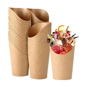 Hot Selling Potato Chip Icecream Paper Container Scoop For French Fries Puff Eggs Kraft Cup