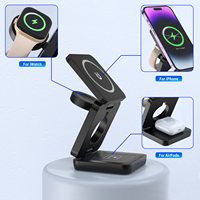 Support de charge sans fil magnétique pliable 3 en 1 pour iPhone, iWatch et AirPods, station de charge sans fil portable pour bureau