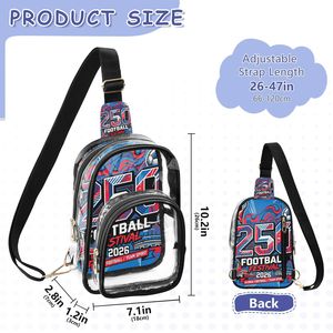 Bolso de pecho transparente de PVC con cierre de cremallera, diseño deportivo, bolso de hombro moderno para uso diario en todas las estaciones - Product Image 2