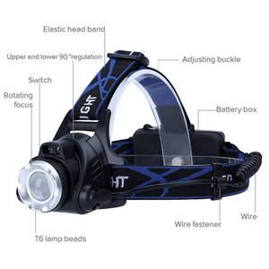 Lampe frontale LED, imperméable, Rechargeable par USB, à Induction, usage extérieur, idéal pour la pêche ou la chasse, T6 - Product Image 2