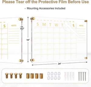 Calendario acrílico para calendario de pared de 16 "* 24", tablero acrílico grande para pared, tablero de borrado en seco transparente, planificador familiar de montaje en pared - Product Image 5