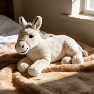 Peluche Personalizzato di Alta Qualità a Forma di Asino Cartoon, Morbido Giocattolo per Bambini, Asino Grigio Seduto Imbottito - Product Image 4