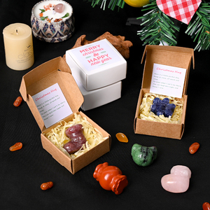 Customized Natural Crystal Mini Carving DIY Gemstone Christmas Carvings with Gift <b>Box</b> for Children Gift - Product Image 1